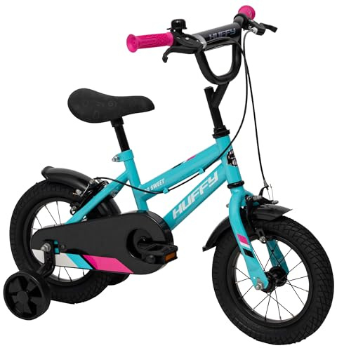 Huffy So Sweet - Bicicleta Infantil de 12/16/20 Pulgadas, Bicicleta para niños de 3 a 9 años, Marco de Acero, Frenos de Mano, sillín Ajustable, Color Blanco, Rosa y Azul