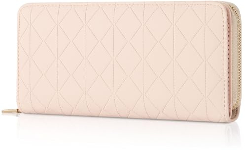 RRANCharltu Geldbörse Damen Leder Portemonnaie Damen groß Geldbeutel im Langformat Gross Portmonee mit Reißverschluss und Druckknopf mit vielen Fächern und Kartenhalter, Rosa