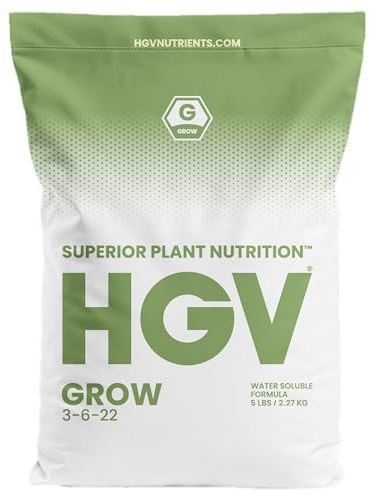 HGV Dry Grow – Water Soluble Plant Nutrient for Vegetative Stage – Professional Hydroponic & Soil Fertilizer – Concentrated Dry Veg Formula for Indoor & Outdoor Gardening (5 lbs)