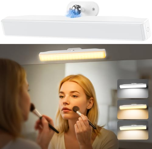 Draome Led Makeup Mirror Lights Stick On, 4000mAH Rechargeable Dressing Table Lights with Adjustable Color and Brightness, Touch Make Up Lights Portable Vanity Light for Mirror Vanity Bathroom