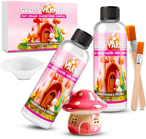 200ml Vernis Argile Autodurcissante | Vernis Céramique Sans Cuisson Transparent Imperméable Résistant aux Rayures - Compatible avec Plâtre, Bois, Céramique, Poterie et Peinture Acrylique