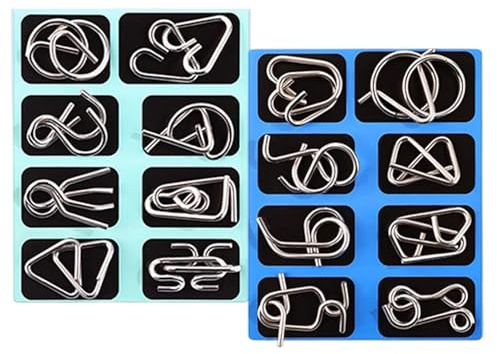 Lot de Casse-Têtes en Fil Métallique,16 Pièces Éducatif - Jeu De Casse-Tête Cérébral en Métal pour Les Jeunes,pour Soirée Jeu de Société, Salle de Classe, Maternelle, et