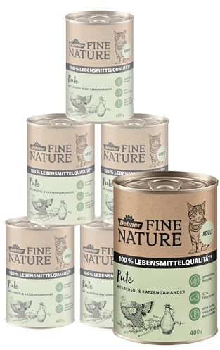 Dehner Fine Nature kattfoder vuxen, livsmedelskvalitet, put, 6 x 400 g (2,4 kg)