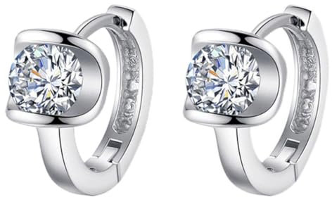 BROWOL Damen Ohrschmuck Ohrhänger Klapp-Creolen Creolen Ohrringe AAA Zirkonia Hypoallergenen 925 Sterling Silber für Frauen Kinder