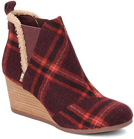 TOMS Women Kelsey Taupe Gray Slouch Boots, Plaid Multi, 42.5 EU