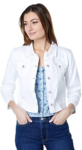 Tommy Hilfiger Women's Stretch Denim Jacket, Bright White, Medium, Bright White, M