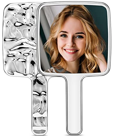 MIRRORNOVA Handheld Mirror, 5L x 9W, Small Hand Mirror for Makeup, Silver