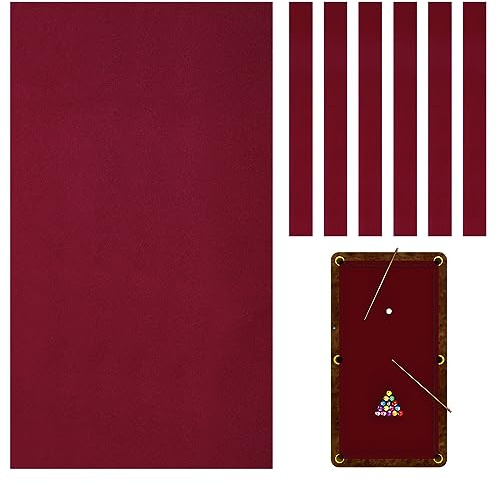Mixweer Billiard Cloth 8.53ft Pool Table Felt with 6 Cloth Strips Pre Cut Pool Table for Home Clubs Bars Indoor Sports Game(Red)