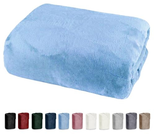 Bettlaken 180x200 Cashmere Touch Spannbettlaken Super Soft Winter Spannbetttuch Nicky Plüsch Teddy Typ585 Öko-Tex pflegeleicht hellblau auch für 200x200 bis 200x220