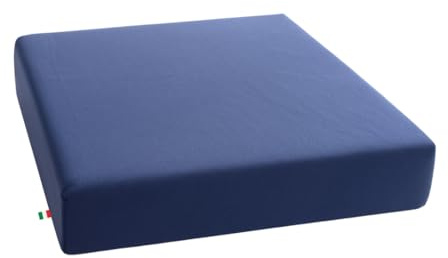 GM - Cojín Antidecúbito para Silla De Ruedas 42x42x8 cm Cojín De Espuma Viscoelástica y Poliuretano para Silla De Ancianos Made in Italy Azul