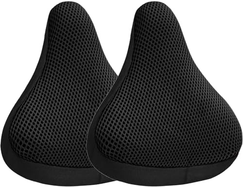 Lunaanda 2 Piezas Funda Sillin Bicicleta, Protector Asiento Bicicleta, Cubierta de Sillín de Bicicletas, Cubre Sillín Bicicletas, Funda Asiento de Bicicleta, para Mujer Hombres (Negro)