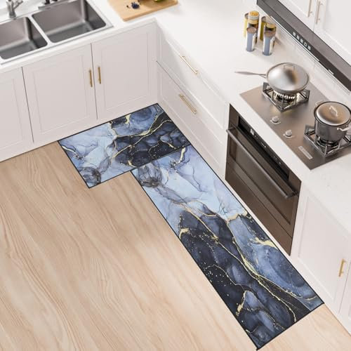 Fecialy Alfombra de Cocina, 2 Piezas Antideslizante, Alfombra de Cocina Lavable para Cocina, Pasillo, salón, Dormitorio, Pasillo, 43x75+43x120cm