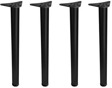 Stolmet Adjustable Stainless Steel Table Legs – Height Extendable by 2.5 cm – Available in Six Colours – 710mm, 820mm, 1100mm (28, 32, 43) – 60mm Diameter (Black, 710mm (28 inch) x4)