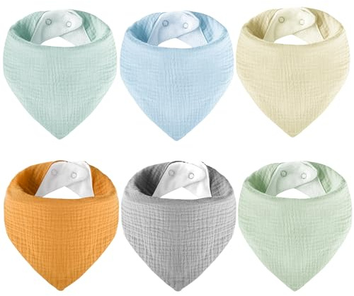 Yafane Muiltcolor - 6 baberos para bebé de algodón, baberos para bebé, bandana, babero para bebé, pañuelos ultra absorbentes de 0 a 24 meses (muiltcolor)