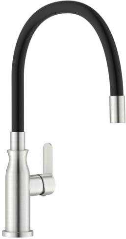 APPASO Wasserhahn Küche Schwarz, Küchenarmatur mit Flexibler Auslauf, Armatur Küche Spültischarmatur 360° Drehbar, Küchenarmaturen mit Wasserspar Aerator, Biegsamer Küche Wasserhahn für Die Küche