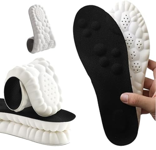 Insoles för män, bekväma massageinsoles, andningsbara stötdämpande 4d-minneskum insoles med valvbärande för män och kvinnor (Svart, 45-46)