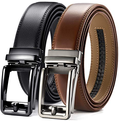 CHAOREN Mens Belts Leather 2 Pack Black Brown, Automatic Ratchet Belts for Men 35mm with Gift Box, Designer for Every Occasion and Every Outfit