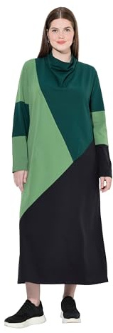 Ulla Popken damer stora storlekar överdimensionerade plus size sweatklänning, vattenfallshals, långärmad, ekologisk bomull