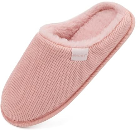 ONCAI Women's House Slippers，Cushion Memory Foam Waffle Upper Cosy Warm Winter Comfortable Lightweight Indoor House Shoe Non-slip Rubber Soles （UK Size 3-9）