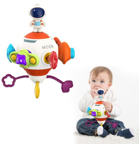 SUNXBUK Giochi Sonaglio Dentizione del Neonato, 8 in 1 Sensoriali Giocattoli Silicone Palla,Montessori Regalo Bambino 1 2 3,Giocattoli con Cordino in Silicone,Regali per Bambini e Bambine