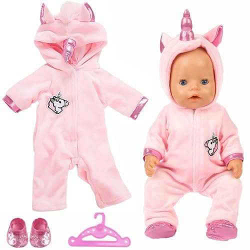 vestiti bambole reborn 35-45 cm,Vestiti per Bambole ,vestiti per bambole reborn Include Tuta Rosa con Cappuccio, Calzini, Gruccia,Come Regalo per Bambini a Natale Ringraziamento