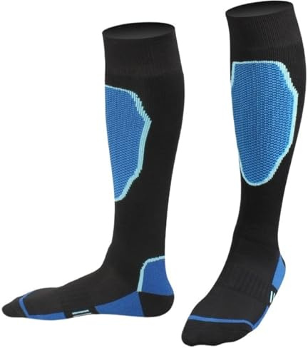 PSNKLMM 2Paris Ski Socks Cotton Sports Snowboard Cycling Skiing Soccer Men Women Children Moisture Absorption High Elastic Thermal socks(Men Blue Black,Children EU 31-38)