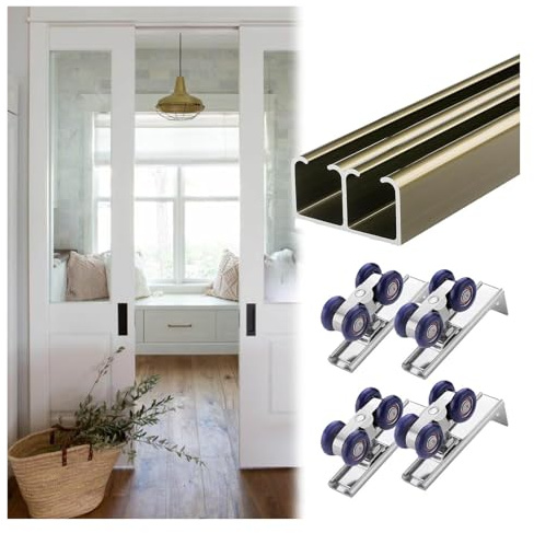 Skjutdörrbeslag, Bypass Barndörrshårdvara Kit Flerfärgad Flera Storlekar(Champagne,21ft/6.4m)