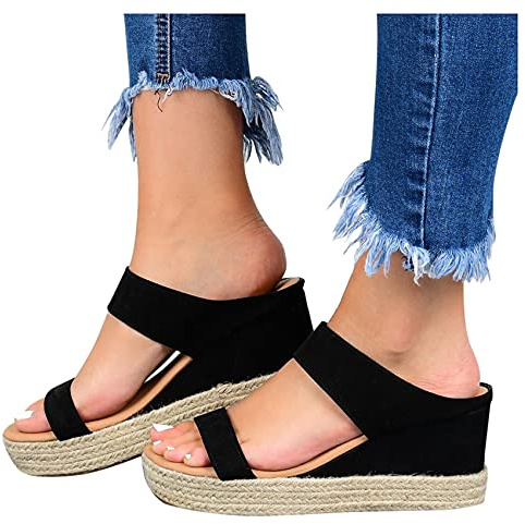Kilsandaler damer Tjockbottnade fiskmun Espadrille ankelrem Öppen tå Högklackad sommarplatta från sandaler, röd, US4.5/EU35