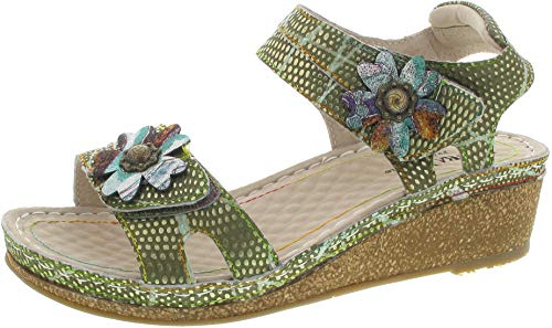 Laura Vita Femme Facraho 01 Sandales Peeptoe, Vert Kaki Kaki, 38 EU