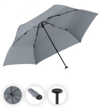 FARE Ultraleichter Mini-Taschenschirm Filigrain Only95 - Mit nur 95 Gramm der leichteste Regenschirm am Markt; Packmaß nur 20cm; perfekt für Jede Handtasche (Grau)