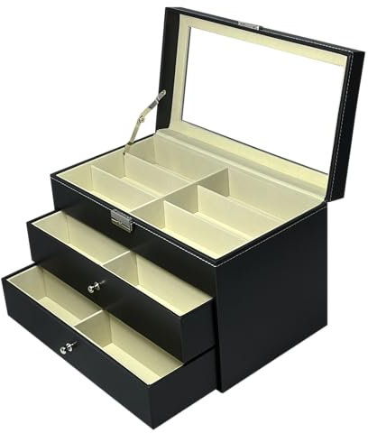 MR Maestro Relojero - Custodia Vetrina per 18 Occhiali | Organizer Gioielli da Cassetto | Contenitore Orologi | Organizer per Anelli, Orologi Uomo Automatici, Occhiali da Sole Donna, Box Uomo