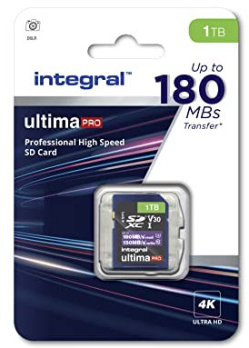 Integral 1TB Card 4K Video Read Speed 180MB/s and Write Speed 150MB/s MicroSDXC A2 C10 U3 UHS-I 180-V30 SD Memory Card