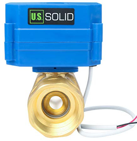 U.S. Solid 1 1/4 Motorkugelhahn Messing 2 Wege Elektrischer Kugelhahn 9–24 V AC/DC, DN32, 2 Drähte, Automatische Rückkehr NC