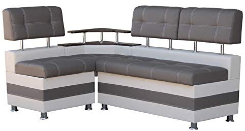 Eckbank Latte Essecke Sitzbank Grau Modern Kunstleder mit Ablage und Stauraum