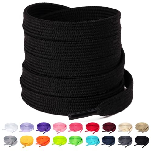 Olukssck 2 Paires Lacets Plats, Lacets Durable de Remplacement de 10mm de Qualité pour Chaussures de Sport, Chaussures de Ville
