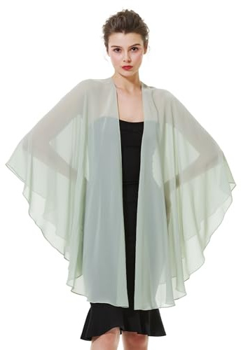 BEAUTELICATE Chal Mujer Fiesta Capa Poncho Gasa Estola para Boda Elegante Suave Ligero Mantón Verano Primavera (Verde Salvia)