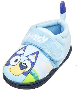 Bluey, Boys or Girls Unisex Kids Slippers, with Hook & Loop Strap and 3D Tail, Blue, Size Infant 6