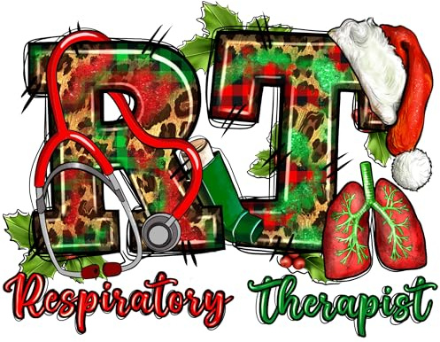 Christmas Respiratory Therapist Ready to Press Sublimation Transfer, Ready to Use, RT, Lungs, Inhaler, Holly, Sub Image Ready to Press (Adult x1-8.5+)