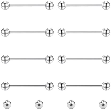Gojewen Lingua Barbell 14G Piercing per Capezzolo Uomo Donna Acciaio Inox