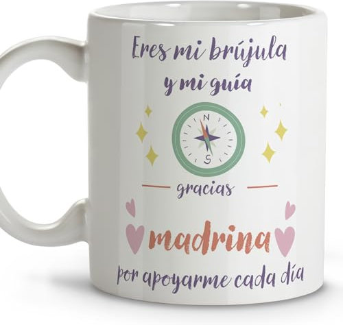 LolaPix Taza quieres ser mi madrina. Tazas originales para regalar. Regalo madrina. Regalos para madrinas. Taza cerámica 330 ml. FBA 2024
