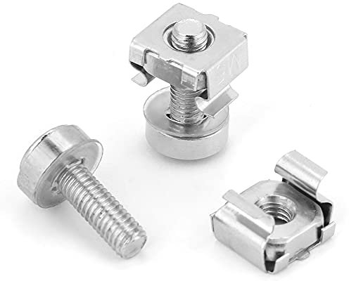 Denash Tuercas Enjauladas Tornillos Tuerca de Tornillo para Rack Tornillos y Arandelas Hardware Tuercas Enjauladas Tuerca de Tornillo para Gabinete de Red Hogar para Gabinete de Oficina