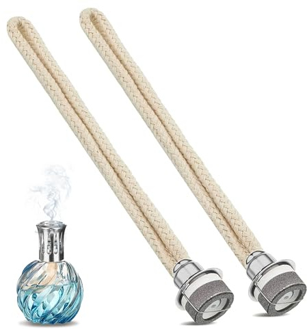 2PCS Fragrance Oil Lamp Wick, Replacement Wicks for Fragrance Lamps and Oil Burners Replacement Natural Cotton Wick Air Control Catalytic Burner 18mm Aromatic Wick Core Head for Air Purifying