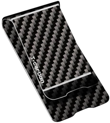 T-carbon-Echte Kohlefaser Geldklammer-Tragbare einfache Geldscheinklammer-Geldklammer für Männer-Carbon Fiber Money Clip Kreditkartenetui Banknotenetui Namenskartenetui（Glossy Schwarz）