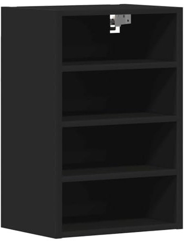 vidaXL Hängeschrank Riga Schwarz 40x29,5x60 cm Holzwerkstoff, Küche Schrank, Einbauküche, Küchenzeile, Küchenmöbel, Oberschrank, Küchenschrank