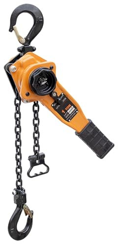 Heavy Duty Lever Block Chain Hoist with Dual Ratchet Brake Manual Lever Hoist G80 Manganese Steel Chain 360 Degree Rotating Hook Ratchet Lever Hoist for Lifting and Rigging Applications(3ton-10ft)