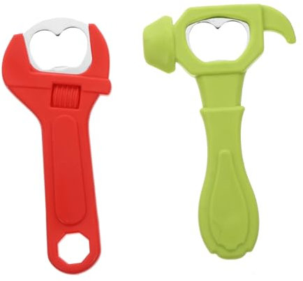 Gatuida 2pcs Cartoon Hammer Wrench Multifunctional Silicone Bottle Opener Tool for Home Kitchen Camping Outdoor Use