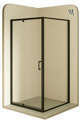 Duschkabine ISADORA 90x90 cm Tür: 90 cm Eckdusche mit Fronteinstieg schwarze Aluminium Profile - Links und RECHTS montierbar! aus 6mm ESG Nano Sicherheitsglas #553