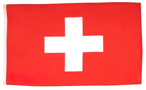 AZ FLAG Lote de 10 banderas de Suiza – 90 x 60 cm – Bandera Helvética 100% poliéster con ojales metálicos integrados