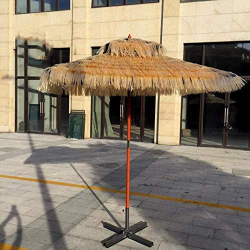 Parasol, Parasol de Paja, Varilla de Soporte de Madera sólida, Paraguas del Mercado al Aire Libre, terraza de jardín Plegable Paraguas de la Playa