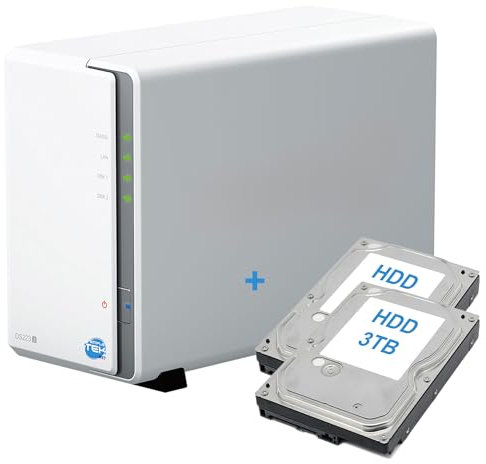 SIMPLETEK - 2-bay NAS network storage device with pre-installed 6TB HDD (2x3TB), Gigabit Ethernet LAN - White (Refurbished)